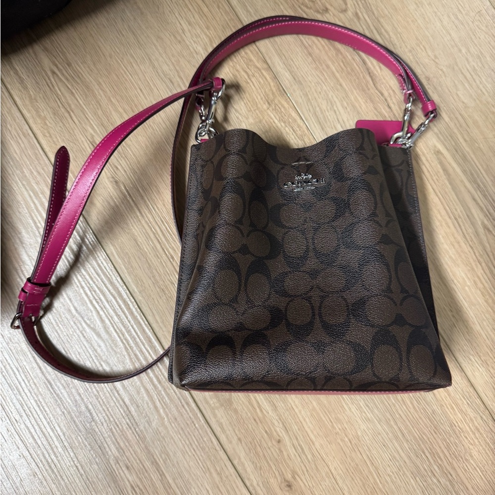 Coach Signature Brown and Pink Crossbody Bag